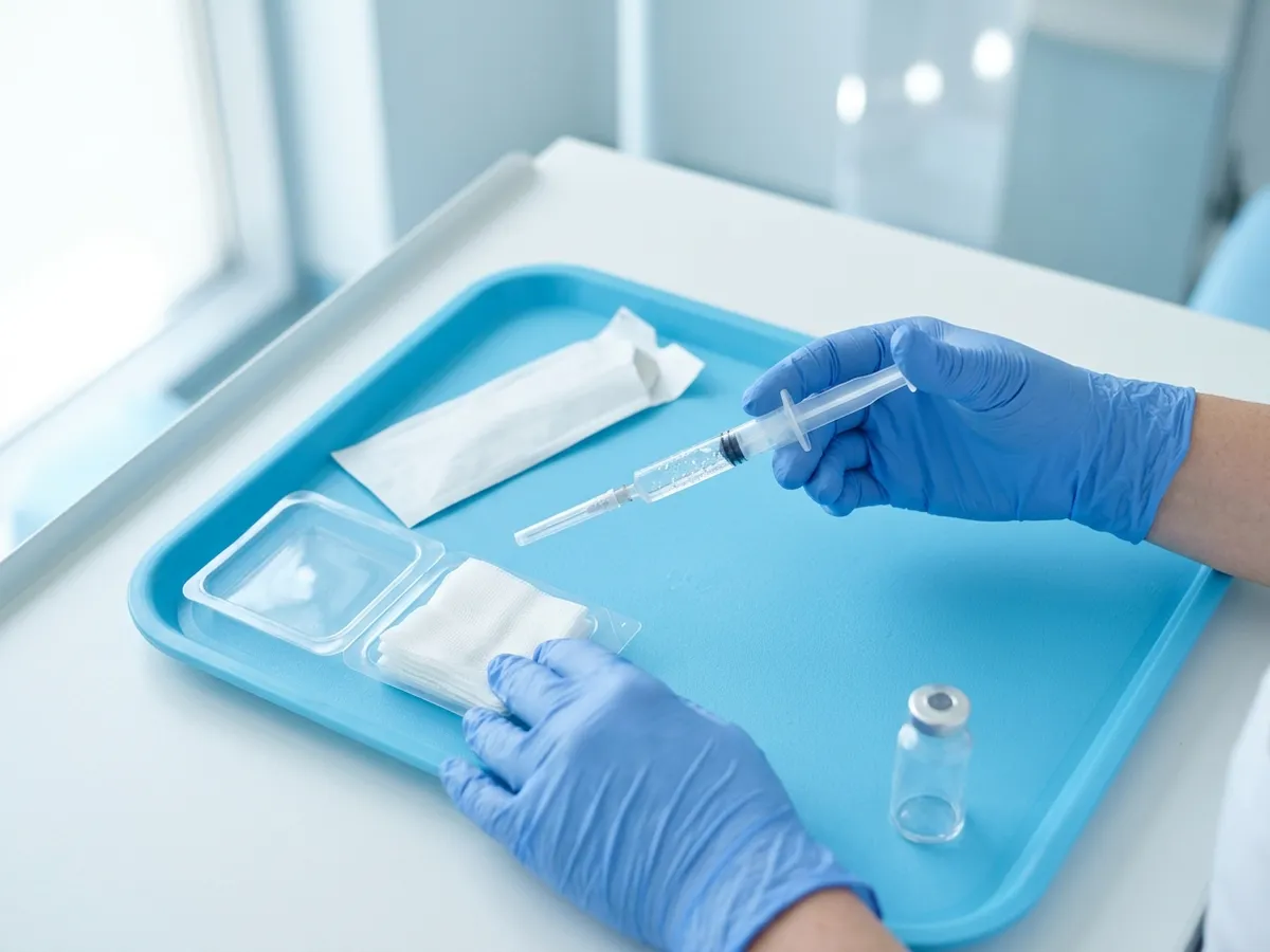 Siringa sterile su vassoio Siringa sterile su vassoio